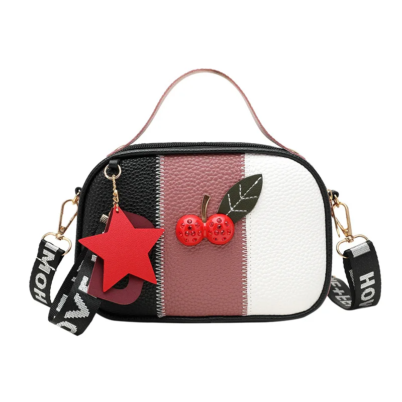 Bolso pequeño con correa de lujo para mujer, de marca famosa bandolera de hombro, bolso de Diseño de cereza para chica, cruzado, 2021