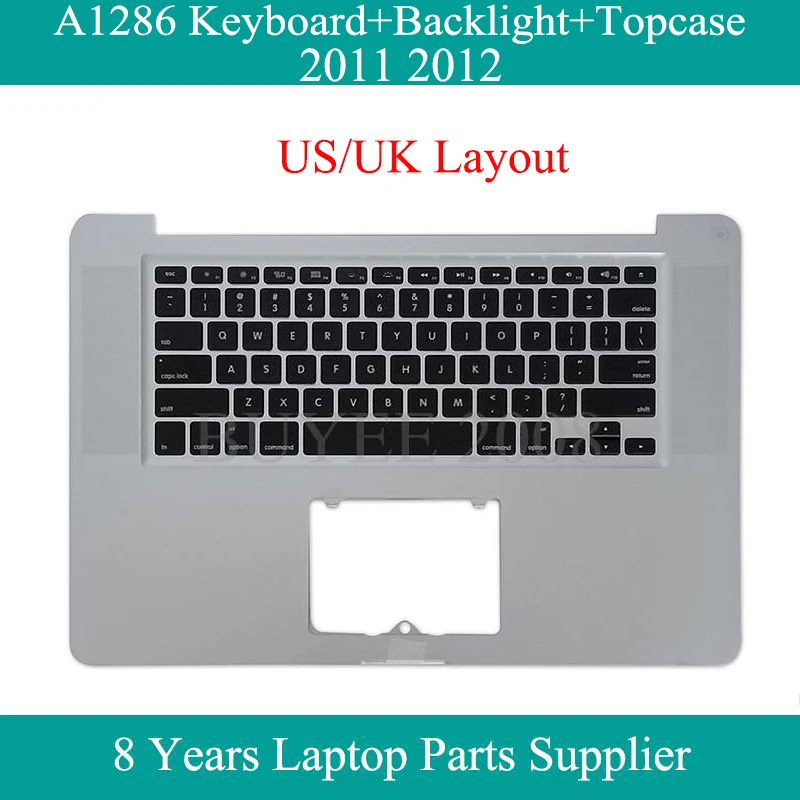 

Оригинальный чехол для рук A1286 2011 2012 для Macbook Pro US UK макет A1286 Подсветка клавиатуры верхний корпус замена крышки