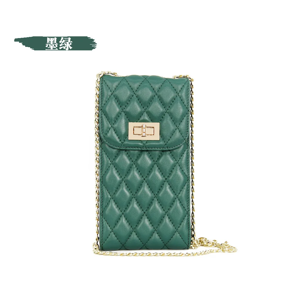 

WOMEN'S Bag 2019 New Style First Layer Cowhide Leather Single-shoulder Bag Rhombus Chain Mobile Phone Bag Wallet Earn Traffic