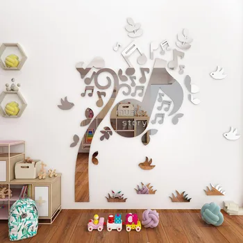 

New arrival Notes music Acrylic wall stickers Bedroom mirror art decor Background wall DIY wall stickers