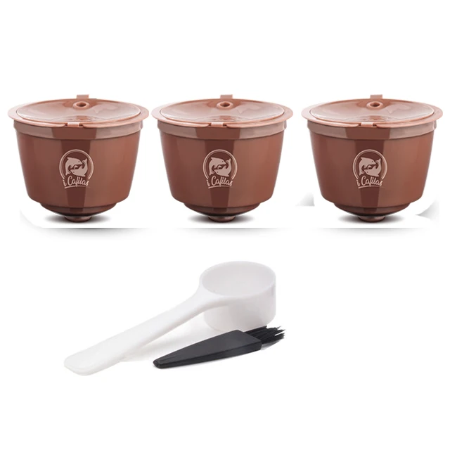 Crema Nescafe dolcegusto Crema кофе капсульные фильтры многоразовая перезаправляемая кофейная капсула чашка пищевой пластик - Цвет: Brown 3pcs