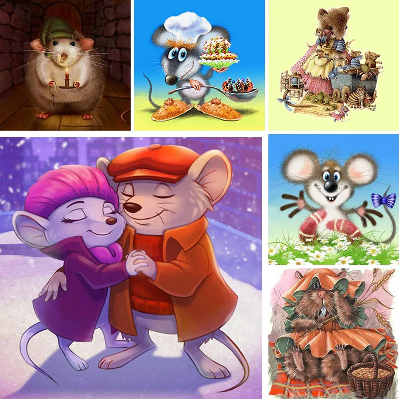 Animal Diamond Painting Cartoon Mouse 5D DIY Full Square Round Daimond Embroidery Rat Cross Stitch Wall Picture Art Decor V100 | Дом и сад