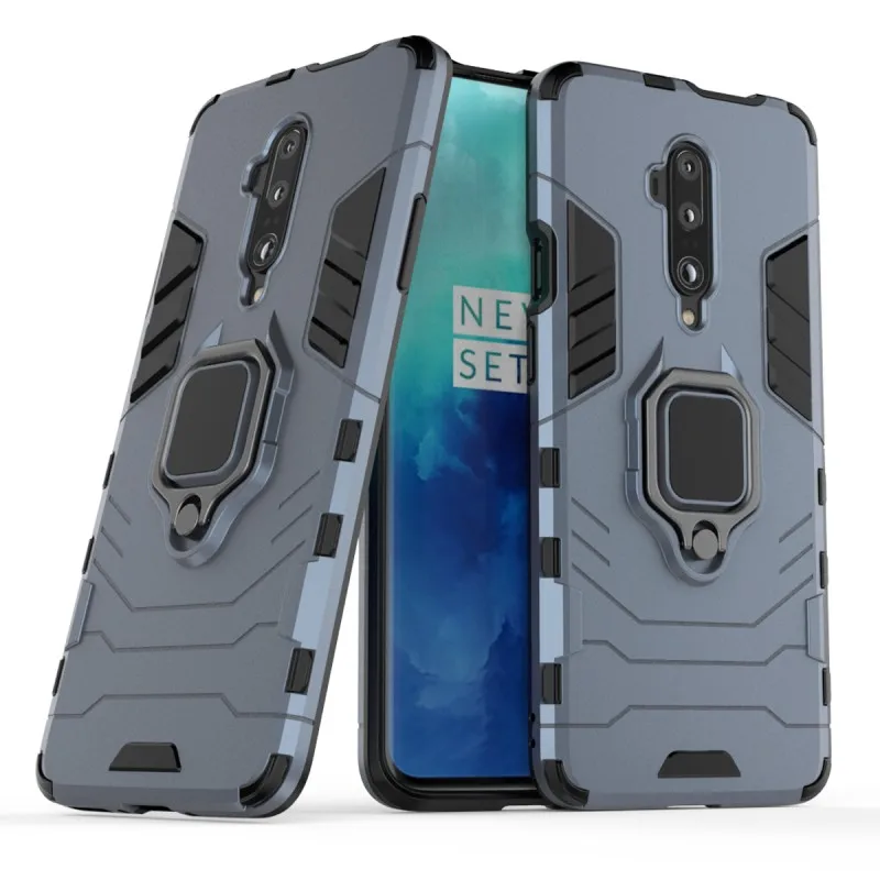 Case For Oneplus 7T Pro Cover Magnetic Ring Holder Kickstand Shockproof Armor Case For Oneplus 7T Pro Cover - Цвет: Navy Blue