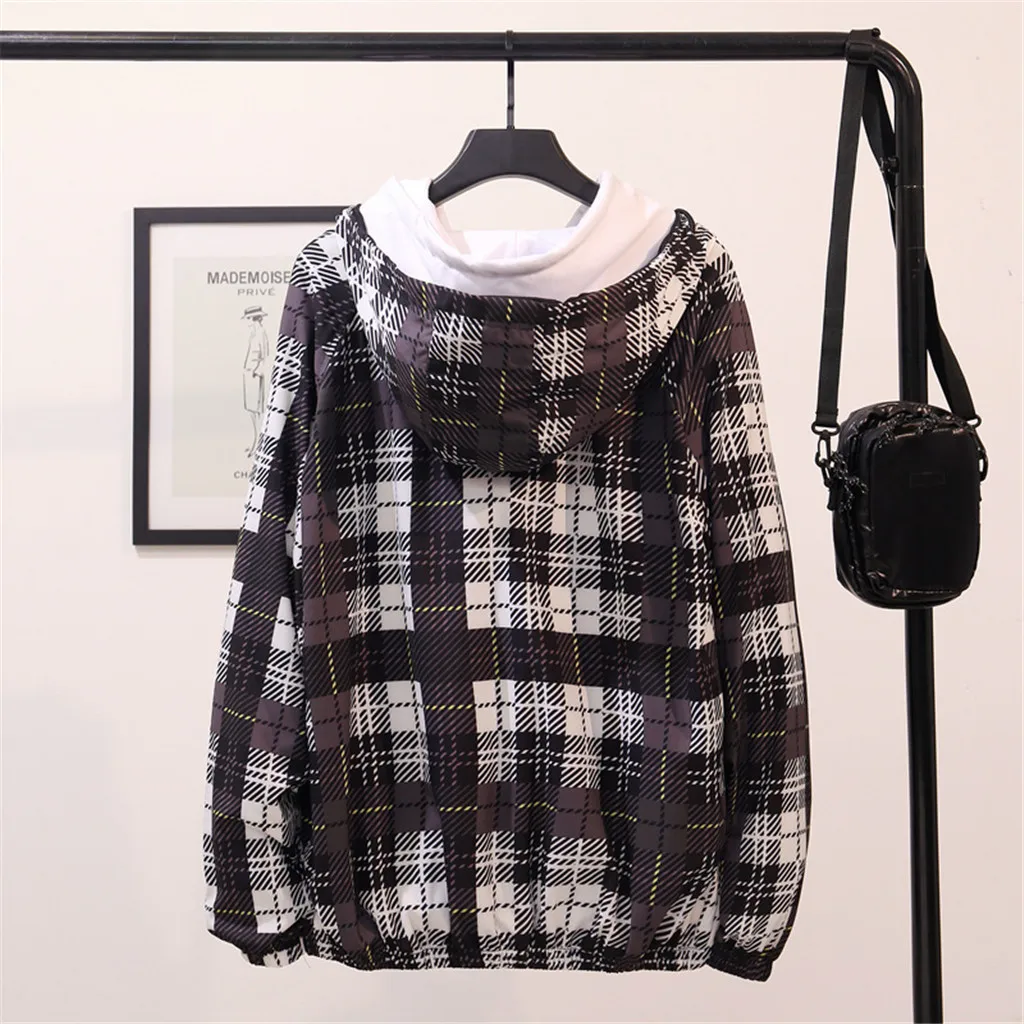 Plaid клетчатая куртка повседневная мужская модная куртка с капюшоном и длинными рукавами спортивное пальто Топ на молнии блузка Прямая July23