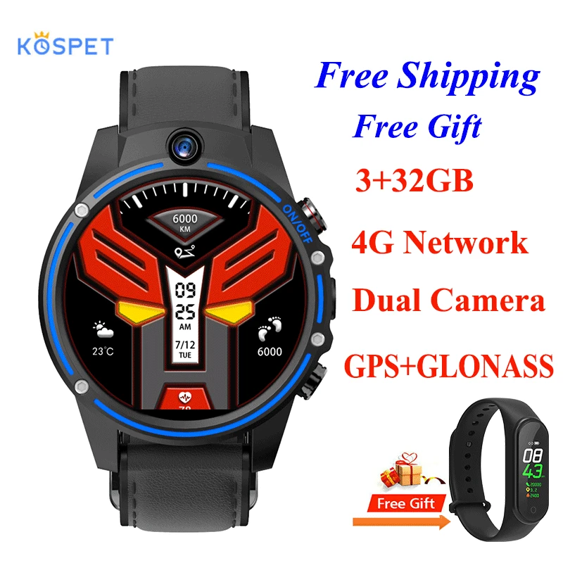 Смарт-часы KOSPET Vision 4G Network 3GB 32GB Smartwatch Android часы-телефон с gps мужской камерой 1," 800 mAh для