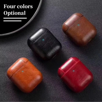 

Retro PU Leather Shockproof Protect Case Cover for Airpods 1 2 for Apple Bluetooth Earphone Charing Box