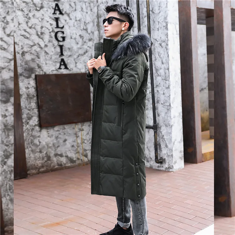 Down Jacket Men Korean Plus Size 6XL Winter Coat Long White Duck Hooded Puffer Warm Casaco 98 YY1312 | Мужская одежда