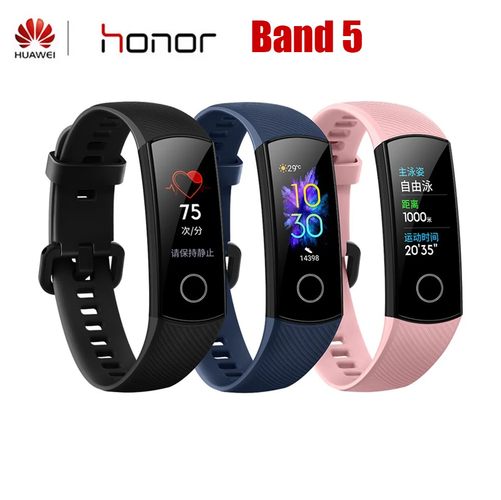 HUAWEI Honor Band 5 умный браслет с кислородом крови AMOLED фитнес-трекер Шагомер монитор сердечного ритма во время сна водонепроницаемый Wirstband