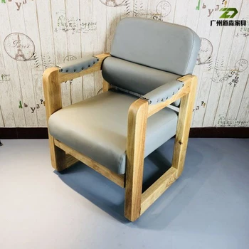 

barbershop chair modern simple net red hot dye chair solid wood can be put down CHAIR Retro hairdressing chair package