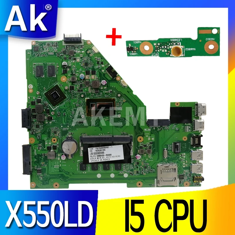 AK X550LD материнская плата для ноутбука For Asus X550LC X550LN X550L тестовая I5 CPU|Материнские