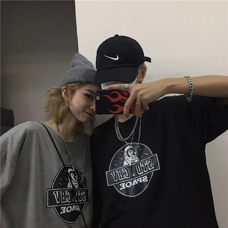 Женская футболка для влюбленных ins super fire Harajuku bf свободная ниша в стиле