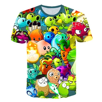 

Plants Vs. Zombies Peashooter Printed T Shirts Boy Girl Children's Games Sweatshirt 3D Print T-shirt Baby Casual Summer Clothing
