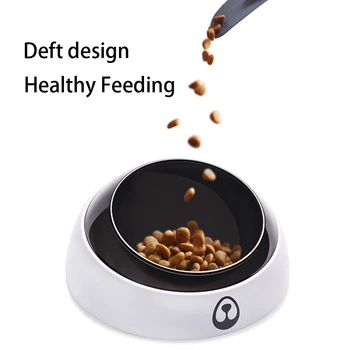 

Pets Supplies Dog Bowl PC Cat Food Water Feeder Splash Proof White Drinking Dish Oblique Adjustable Height Detachable Easy Clean