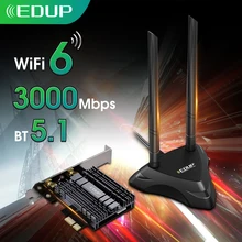 Wi-Fi-адаптер EDUP, 3000 Мбит/с, 6, Intel AX200, PCI Express, двухдиапазонный, Bluetooth 5,1, 802.11AX PCIE, беспроводная сетевая карта с базой
