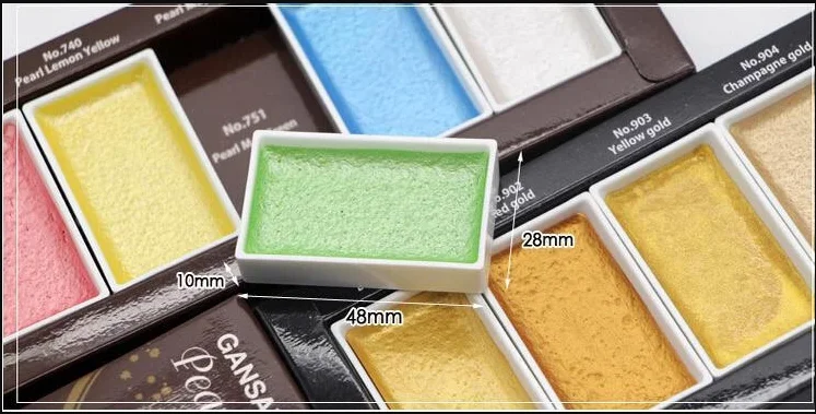 Premium 5/8Colors Solid Water Color Set Metallic Gold Pigment Paint With Waterbrush For Artist Painting Watercolors Art Supplies