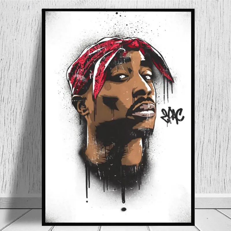 

Portrait of 2PAC Tupac Abstract Canvas Paintings On The Wall Art Posters And Prints Modern Rapper Pictures Wall Decor Cuadros