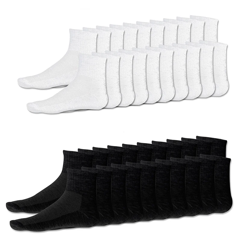 

20 x Pairs Mens Cotton Rich Sport Socks Work Sports Socks Size 6-10 White & Black