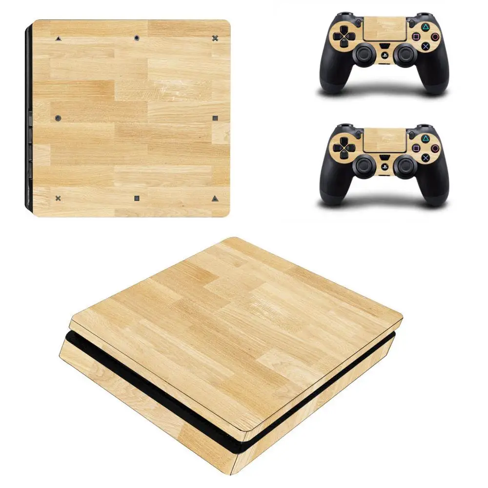 PS4 тонкие наклейки PS 4 Play станция 4 тонкие деревянные зерна кожи наклеивающиеся Переводные картинки для детей playstation 4 тонкая консоль и контроллер - Цвет: YSP4S-1412