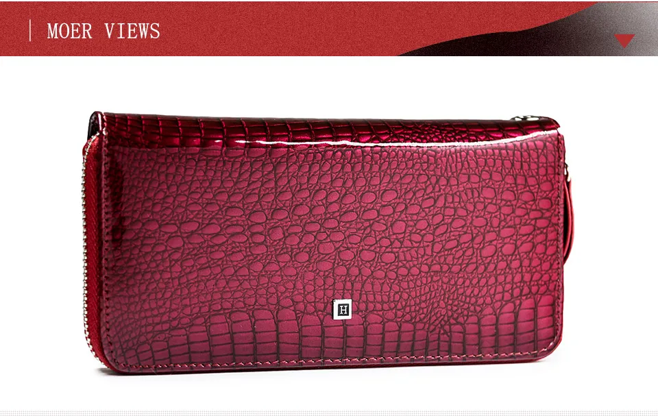 couro genuíno jacaré senhoras bolsa wristlet carteiras