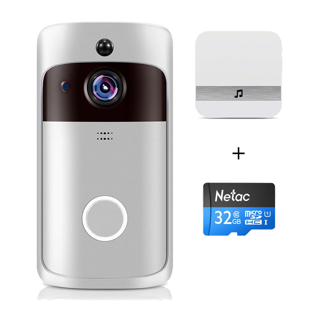 White 32G TF Card Умный IP видеодомофон Wi-Fi видеодомофон дверной звонок wifi дверной Звонок камера для квартиры ИК сигнализация беспроводная камера безопасности - Цвет: White 32G TF Card