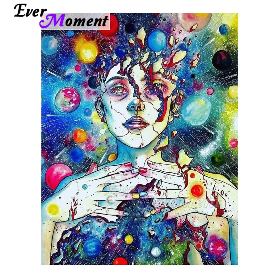 

Ever Moment Diamond Painting Woman Universe Planet Full Square Drill Picture Of Rhinestone Diamond Embroidery Decoration ASF1962
