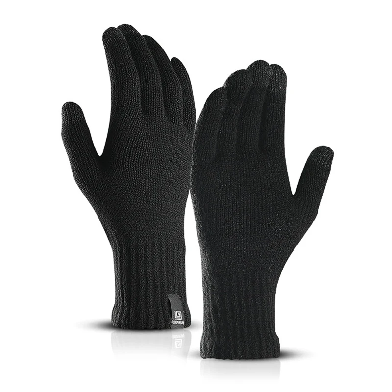 Зимние вязаные шерстяные перчатки для сенсорного экрана, мужские теплые короткие плюшевые перчатки с подкладкой, спортивные перчатки для велоспорта, варежки Guantes