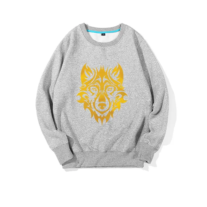Limited Time Discount Kids Sweatshirts Girl Sweatshirt Autumn Clothes Boys Long Sleeve Clothes Cartoon Wolf Printing Fashion Top - Цвет: gray