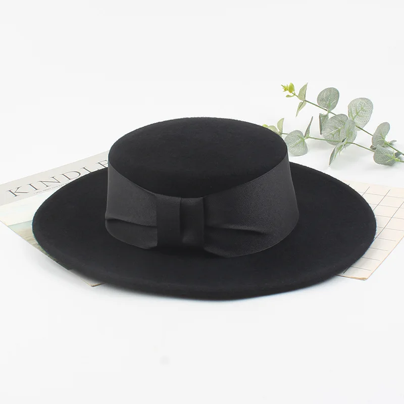 ribbon 01909-ju2019090034 осень-зима ленты шерстяные мягкие шляпы шляпа Кепка для мужчин и женщин досуг Панама джазовая, шляпа - Цвет: ribbon