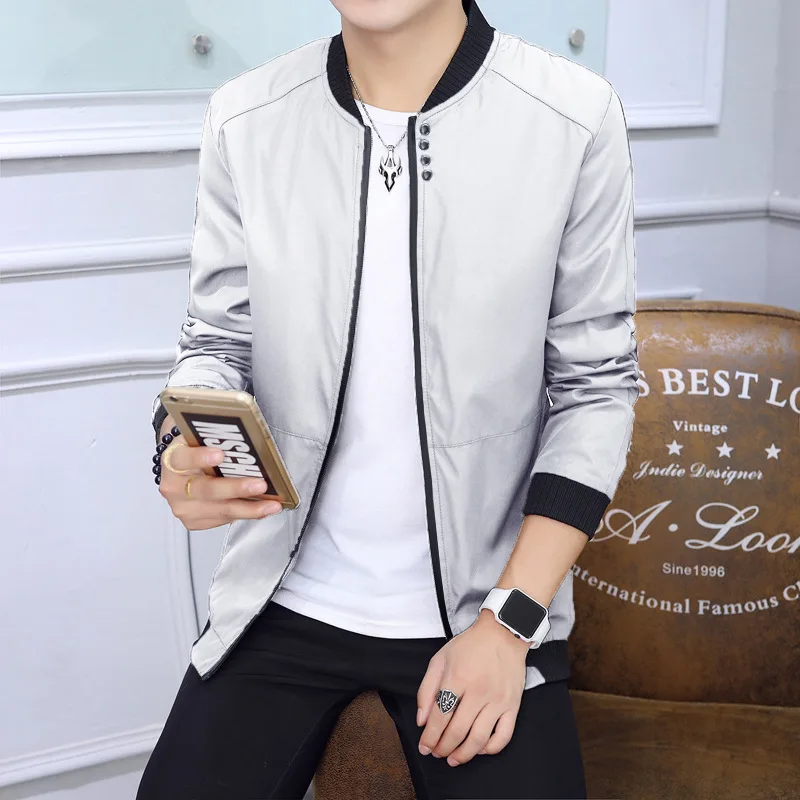 

2017 Spring And Autumn Thin Men Baseball Collar Solid Color Coat Korean-style Slim Fit Large Size Fashion Jacket Men's