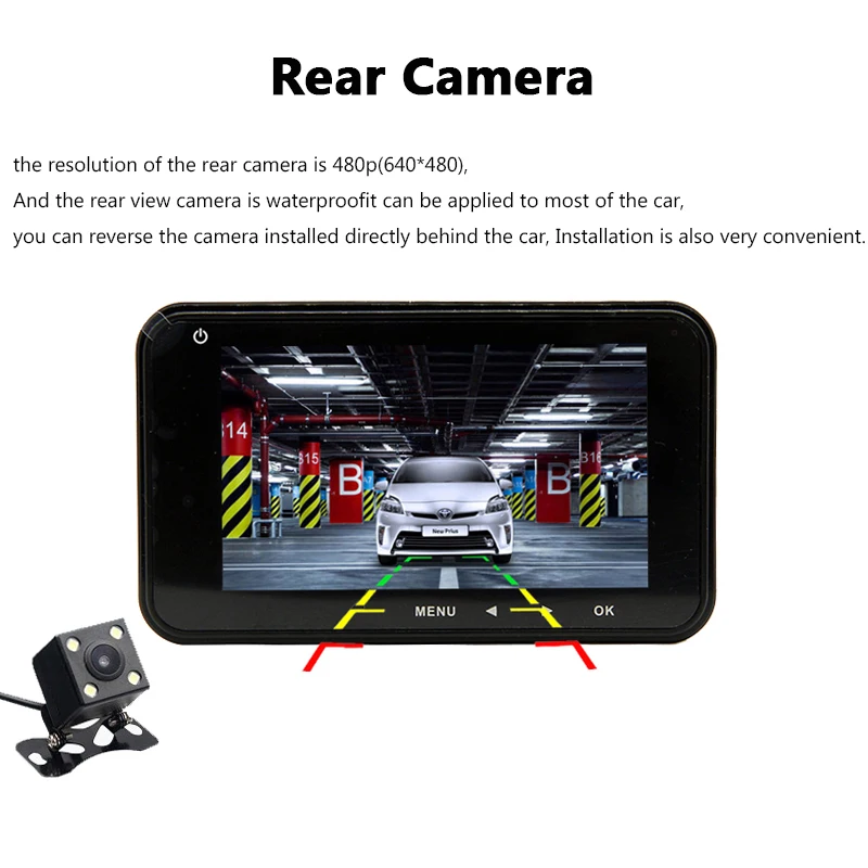 Full Hd 1296P Автомобильный видеорегистратор Камера Adas Wdr(широкий динамический диапазон), режимом ночной съемки, g-сенсором и 3 дюймов Двойной объектив Dash Cam Видео Регистраторы цикл Запись
