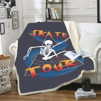 

Sugar Skull Plush Throw Blanket Gothic Sherpa Fleece Blanket 3D Print Kids Home Blanket Soft Blanket Coral Blanket 150x200cm