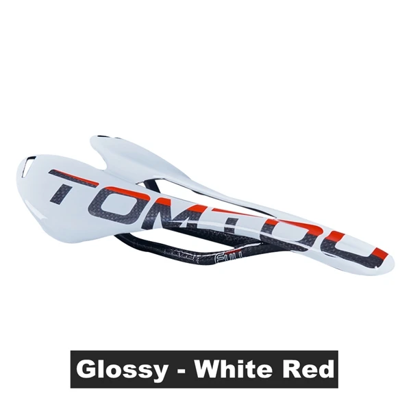 TOMTOU полный 3K Углеродное волокно велосипедное седло для шоссейных/MTB велосипедных частей глянцевый Сверхлегкий 115 г Максимальная нагрузка 150 кг - Цвет: Glossy white Red
