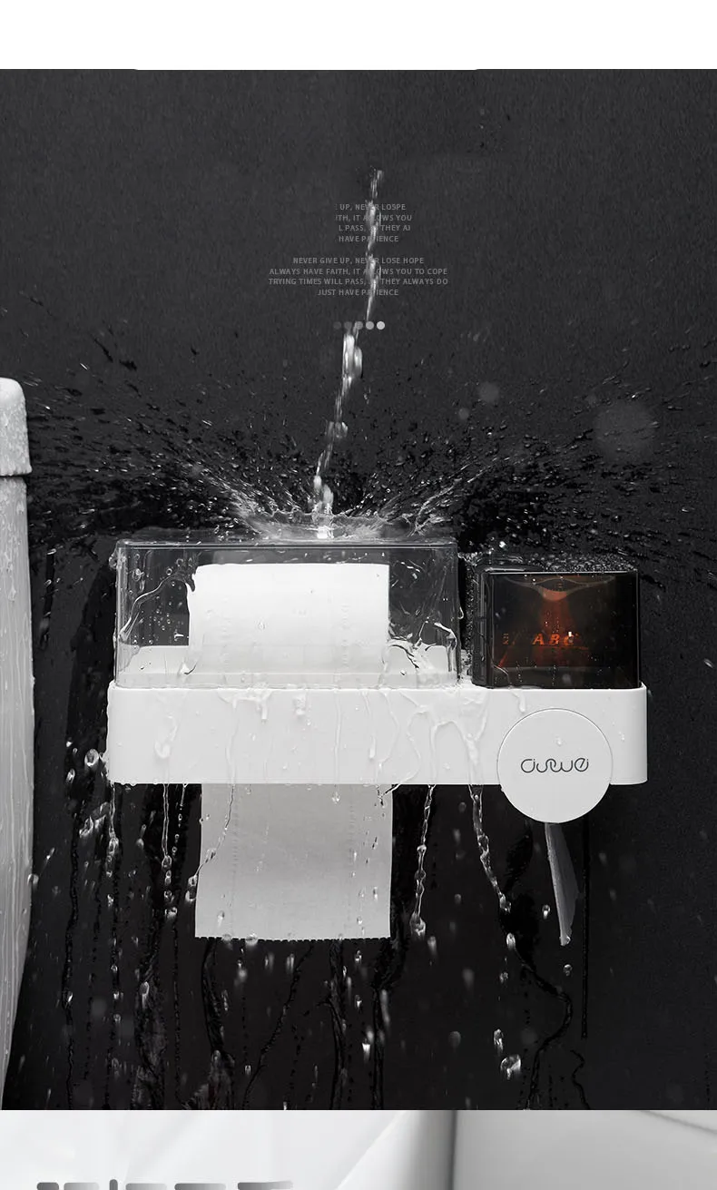 Bathroom waterproof storage tissue box traceless nailless toilet multi-functional storage rack creative gift