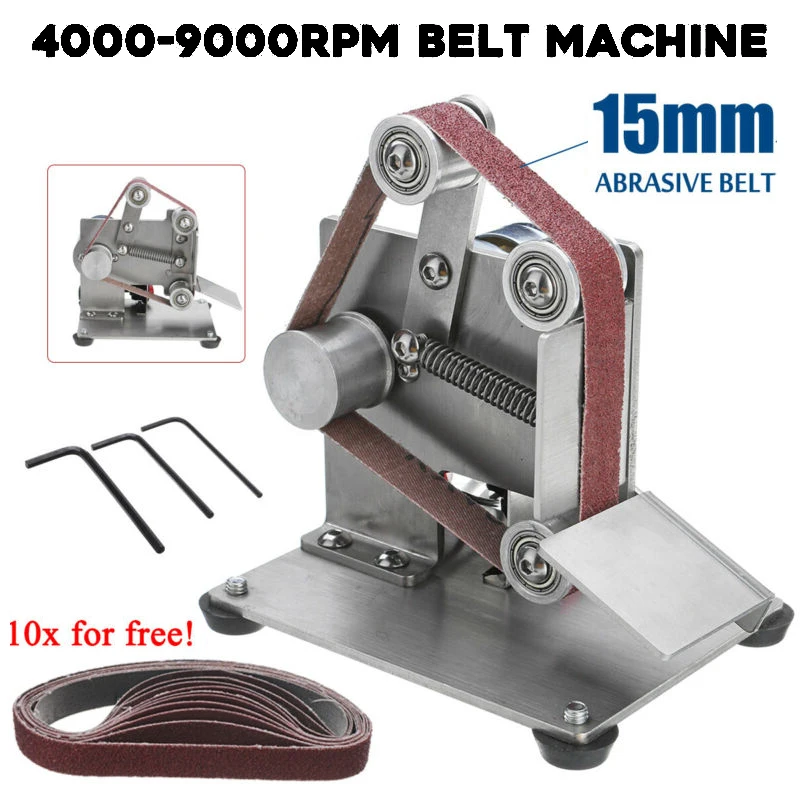 

330x15mm Belt Sander Polishing Grinding Machine Edge 9000RPM &10 Belts Tools Home Garden Supplies