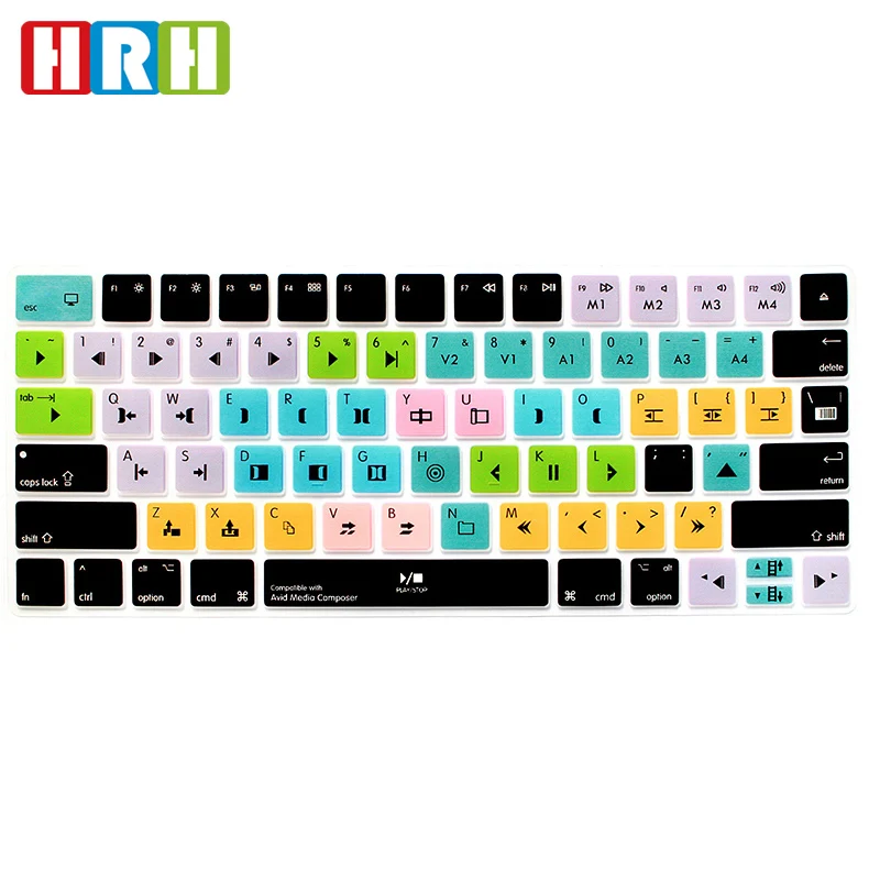 

HRH Avid Media Composer Hotkeys Functional Shortcuts English Keyboard Covers Silicone Skin Protector For Apple Magic MLA22B/A