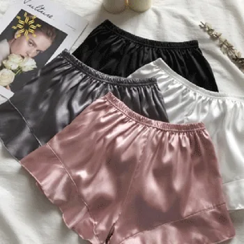 

Elegance Satin Safety Short Pants Women Short Tights Soft Seamless Lace Underwear Female Safe Shorts Sexy Lingerie Plus Size