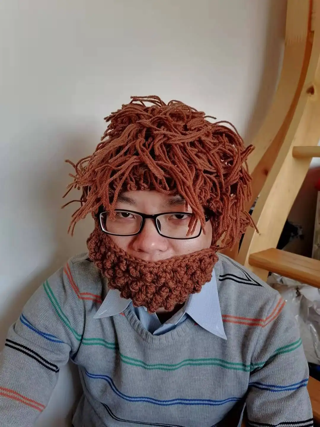 Funny Children Hat Big Mustache Cosplay Wig Cap Winter Warm Crochet Knitted Designer Hats and Caps for Kids Boys