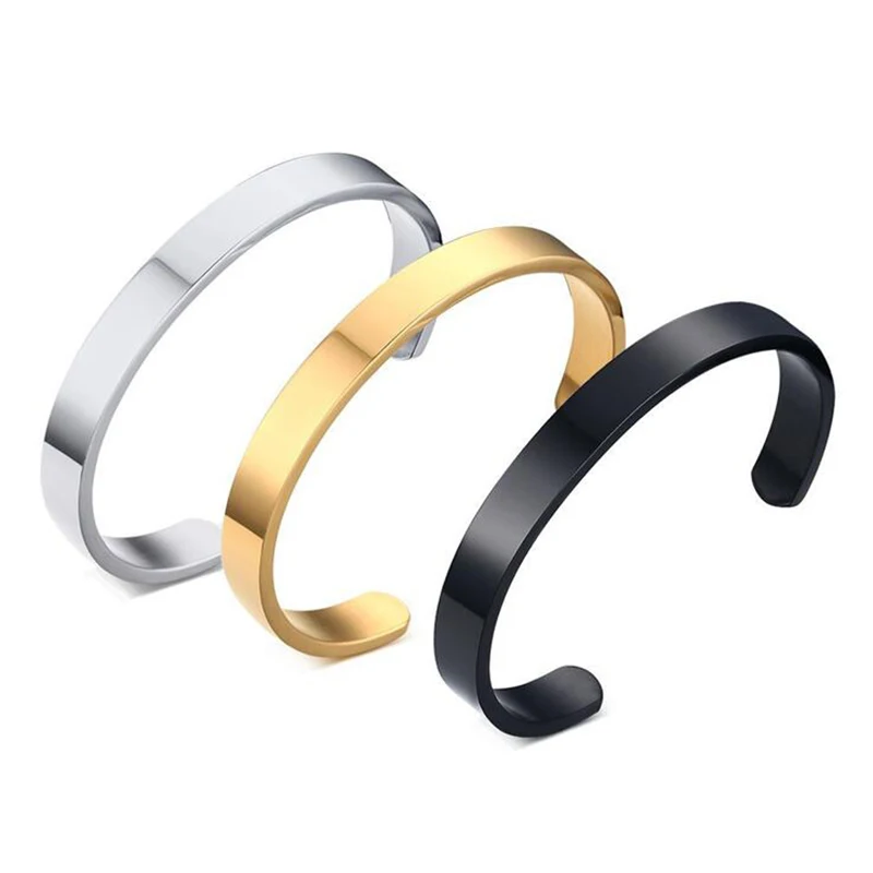 

Women and Men 8mm Width Surface Bracelet Bangle Fashion Stainless Steel Bracelet Men Silver/Gold/Black/Rose Gold 4 Color