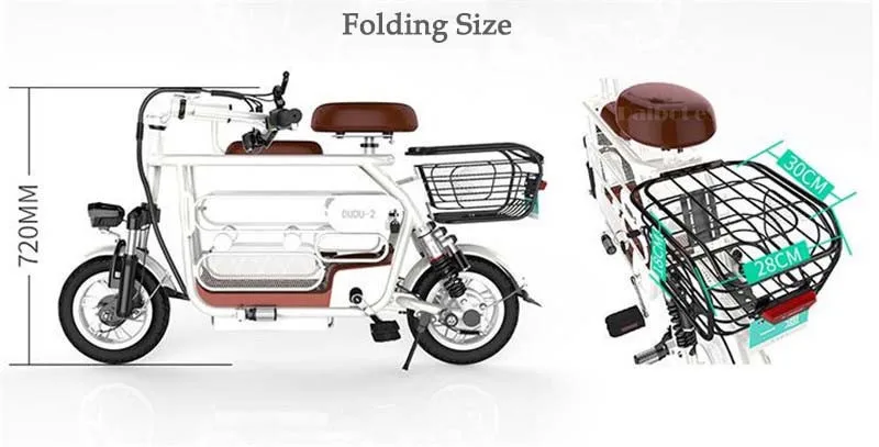 Daibot Folding Electric Bike 400W 48V Electric Bicycle Max Range 85KM Seat WhiteBlue 2wheeled Electric Scooter For Adults Kids  (1)
