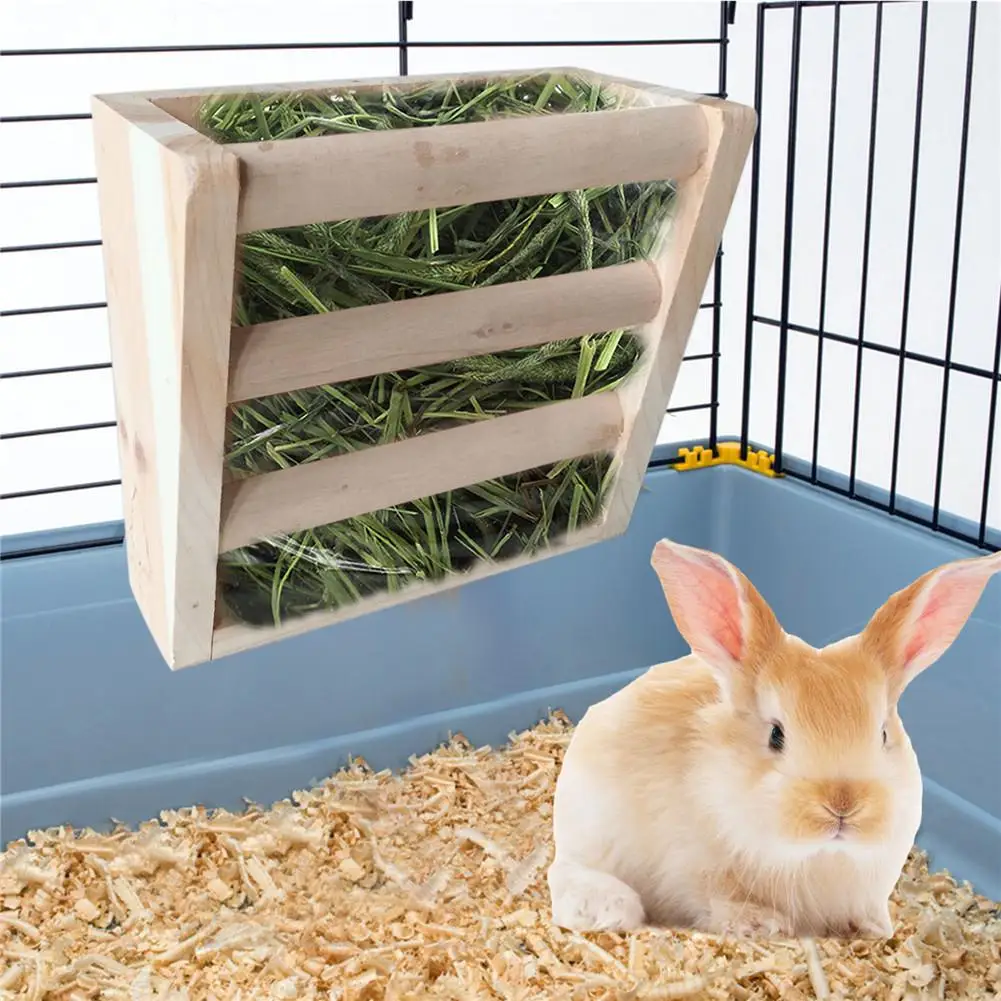 Rabbit Hay Feeder Food Bowl Natural Pine Hay Feeder Rabbit 2 In 1