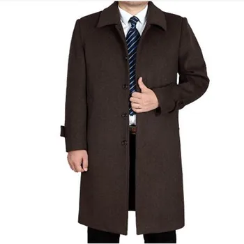 

Men's Wool Jackets Winter Cashmere Jacket Man Single Breasted Overcoat Turn-down Collar Casual X-Long Woolen Coat