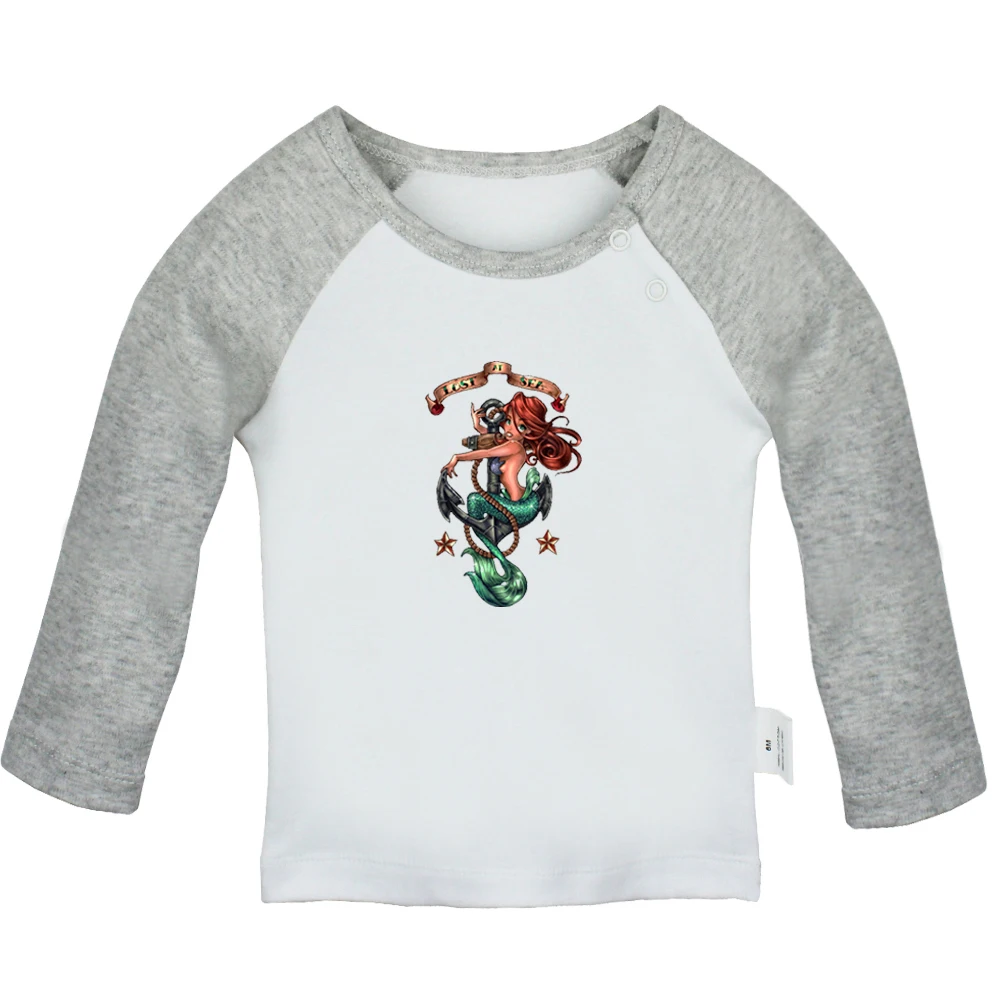 Cute Cartoon The Little Mermaid Princess Ariel Design Newborn Baby T-shirts Toddler Printing Graphic Raglan Long Sleeve Tee Tops - Цвет: JcBabyYCG171C