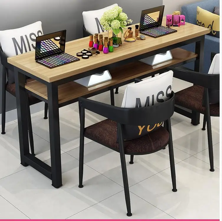 Manicure table and chair set simple modern double black manicure shop table special price retro manicure single