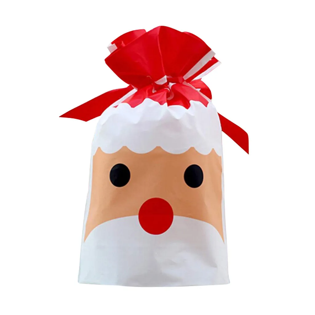 50PCS Christmas Drawstring Gift Bag Santa Claus Elk 23.5x15cm