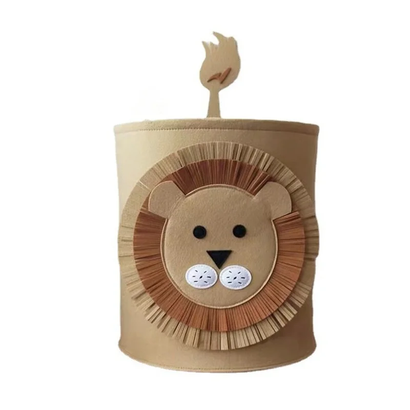 

Animal Tiger Storage Bag For Kids Toys Clothes Lion Elephant Thick Felt Storage Bag Handmade Storage Big Size home Decor