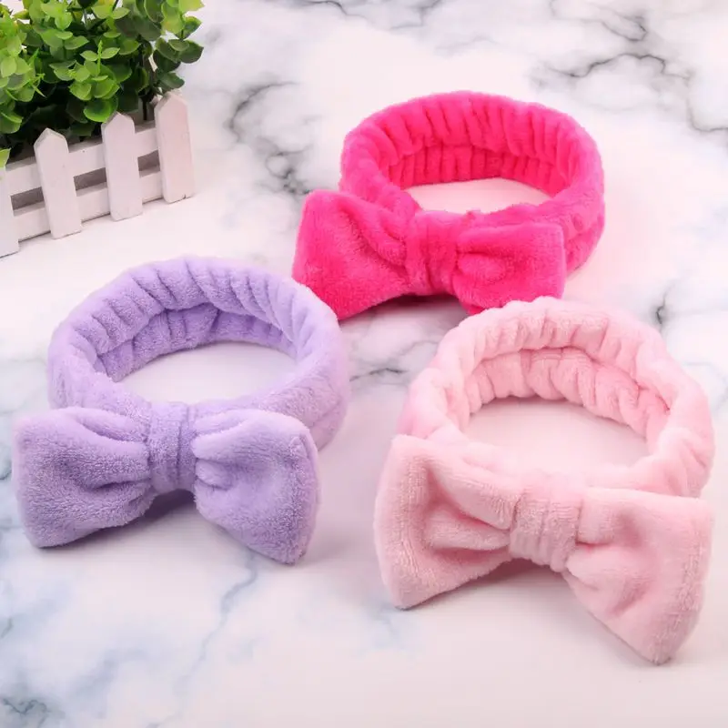 Hairbands Hair-Accessories Makeup Coral-Fleece Colorful Soft-Bow Women New for Cute Wash-Face