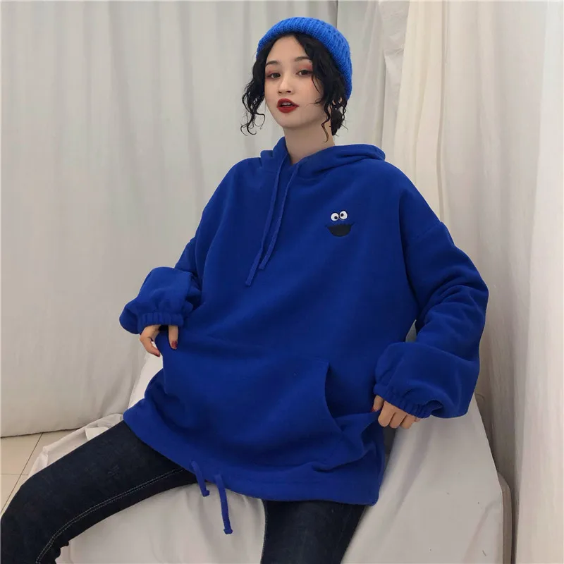 ELMO Embroidery Hoodies Pockets Oversize Sweatshirts