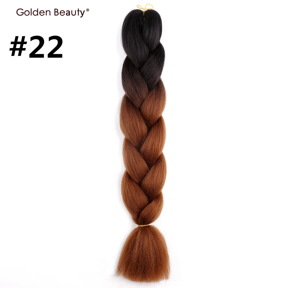 24 дюйма Ombre Jumbo синтетические плетеные волосы термостойкие африканские вязанные косички волосы для наращивания 100 г Розовый Синий Зеленый Золотой красота - Цвет: 22