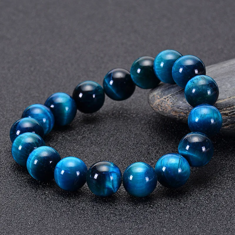 Minimalist 6mm 8mm 10mm Lake Blue Tiger eyes Beads Bracelet Men Natural Stone Braslet For Man Handmade Casual Jewelry Pulseras