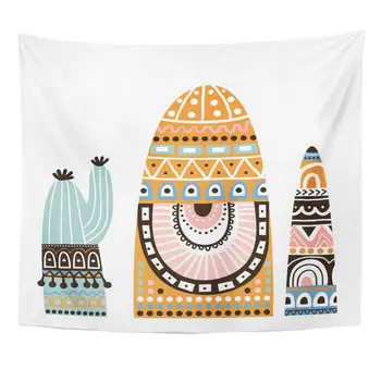 

Alpaca Abstract Cute Cactus in Tribal Style America Animal Baby Cacti Tapestry Home Decor Wall Hanging for Living Room Bedroom